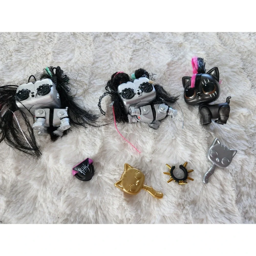 LOL Surprise Doll Pets Black Cat‎ Pink Black Mohawk And Robo Kitty Lot